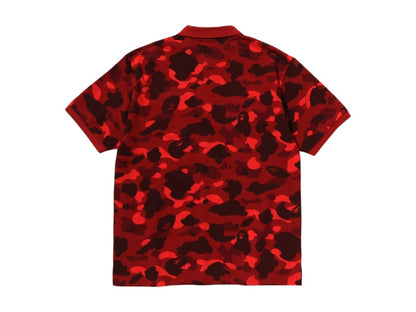 BAPE Color Camo Large Ape Head Relaxed Fit Polo Shirt Red