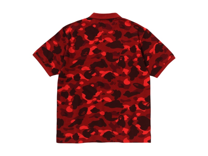 BAPE Color Camo Large Ape Head Relaxed Fit Polo Shirt Red