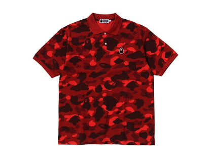 BAPE Color Camo Large Ape Head Relaxed Fit Polo Shirt Red