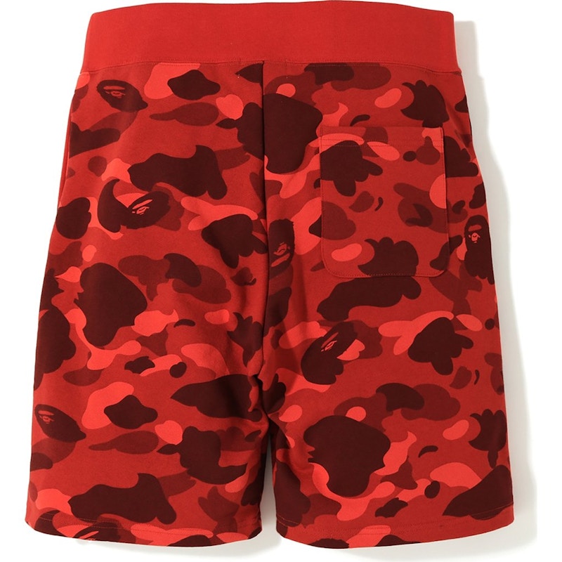 BAPE Color Camo Logo Sweat Shorts Red