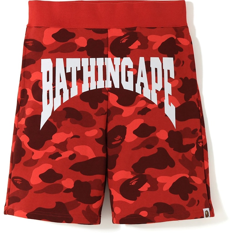 BAPE Color Camo Logo Sweat Shorts Red