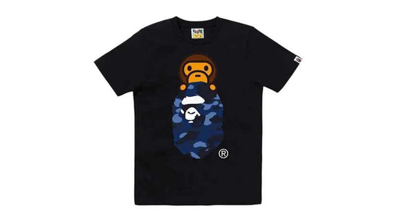 BAPE Color Camo Milo On Ape Head Tee Black Blue