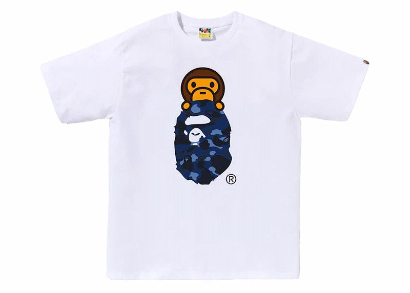 BAPE Color Camo Milo On Ape Head Tee White/Navy