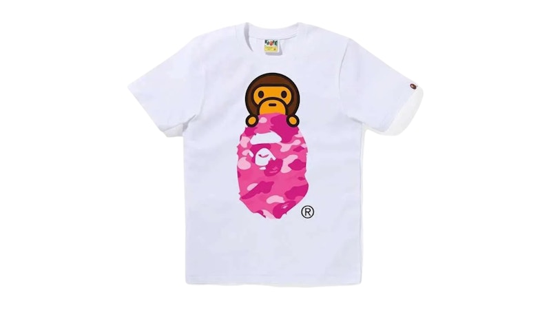 BAPE Color Camo Milo On Ape Head Tee White Pink