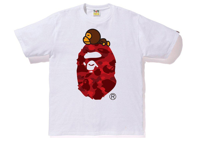 BAPE Color Camo Milo On Big Ape Relaxed Tee White/Red