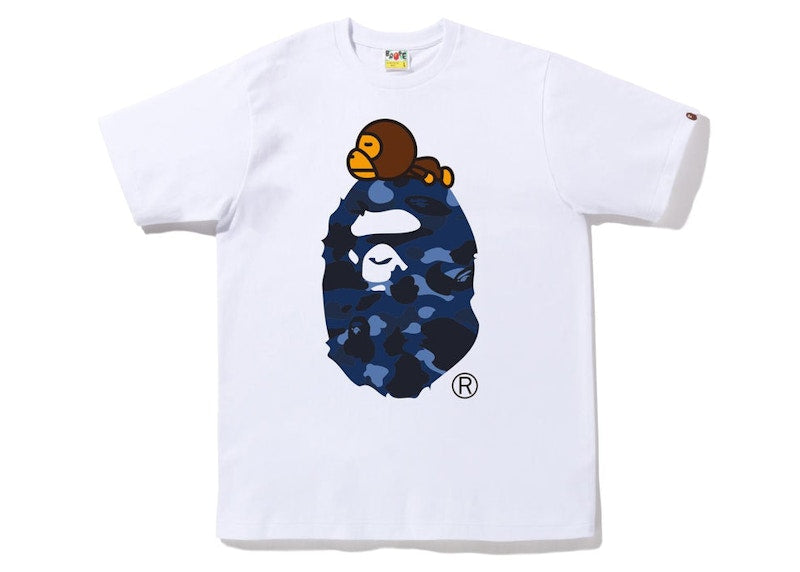 BAPE Color Camo Milo On Big Ape Tee (FW22) White Navy
