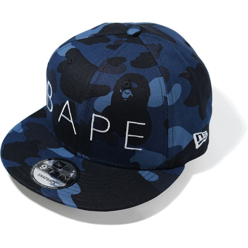 BAPE Color Camo New Era Snap Back Cap Navy