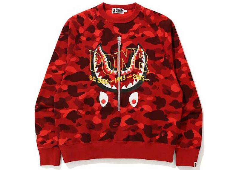 BAPE Color Camo PONR Shark Crewneck Red