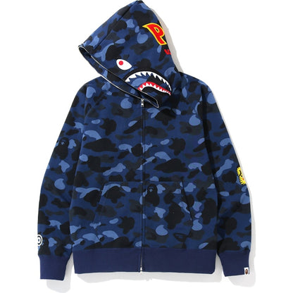 BAPE Color Camo PONR Shark Full Zip Hoodie Navy