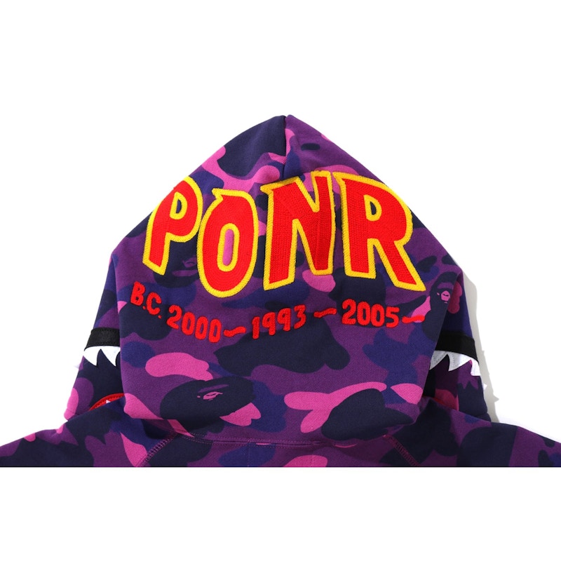 BAPE Color Camo PONR Shark Full Zip Hoodie Purple