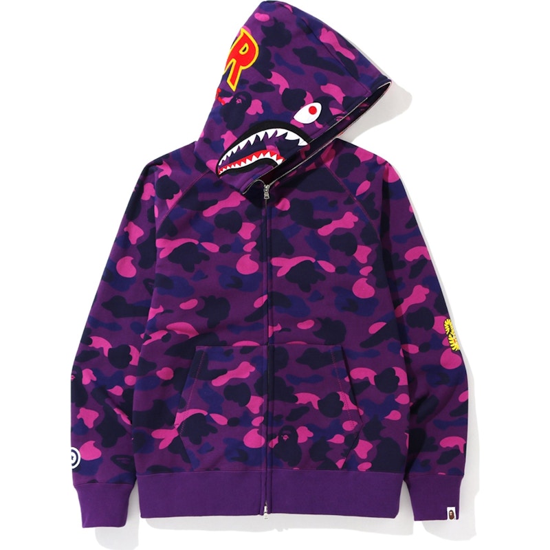BAPE Color Camo PONR Shark Full Zip Hoodie Purple