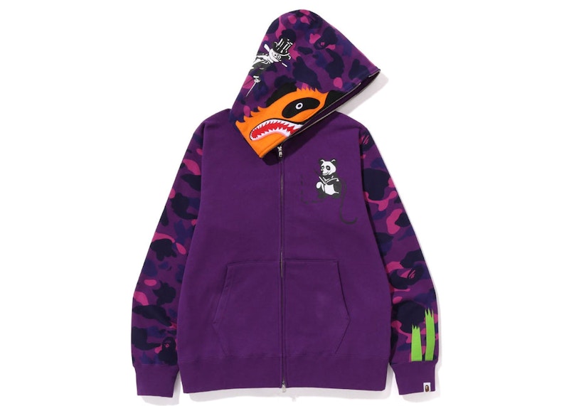 BAPE Color Camo Panda Full Zip Hoodie Purple