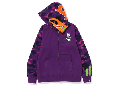 BAPE Color Camo Panda Full Zip Hoodie Purple