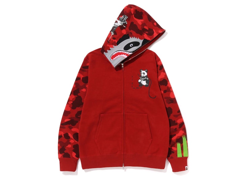 BAPE Color Camo Panda Full Zip Hoodie Red