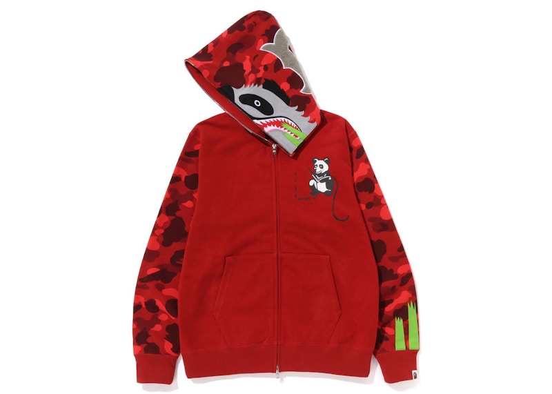 BAPE Color Camo Panda Full Zip Hoodie Red