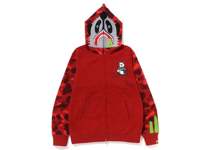 BAPE Color Camo Panda Full Zip Hoodie Red
