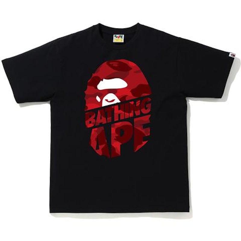 BAPE Color Camo Peek Ape Head T-shirt Black/Red