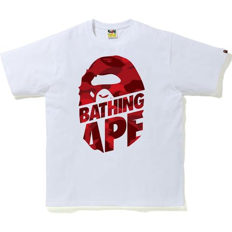 BAPE Color Camo Peek Ape Head T-shirt White/Red