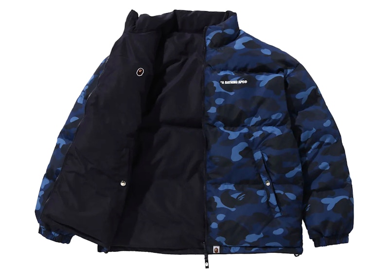 BAPE Color Camo Reversible Down Jacket Navy