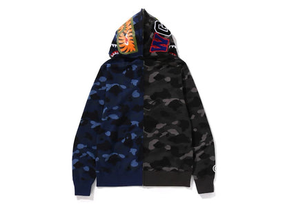 BAPE Color Camo Separate Shark FZ Hoodie Black/Navy