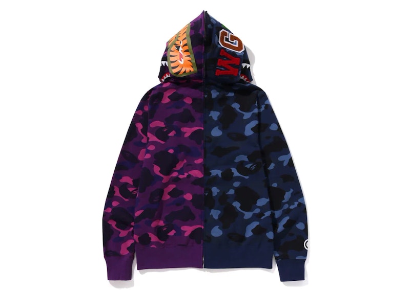 BAPE Color Camo Separate Shark FZ Hoodie Navy/Purple
