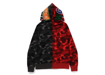 BAPE Color Camo Separate Shark FZ Hoodie Red/Black