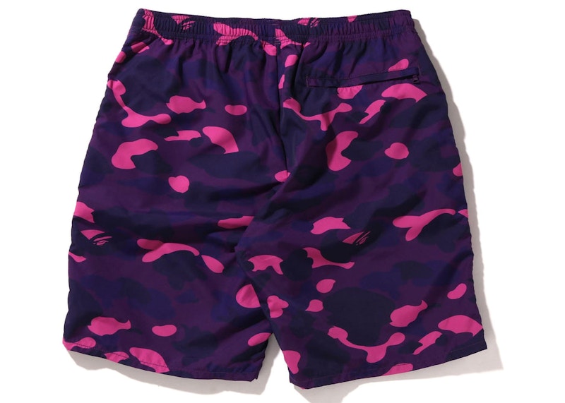 BAPE Color Camo Shark Beach Shorts (SS22) Purple