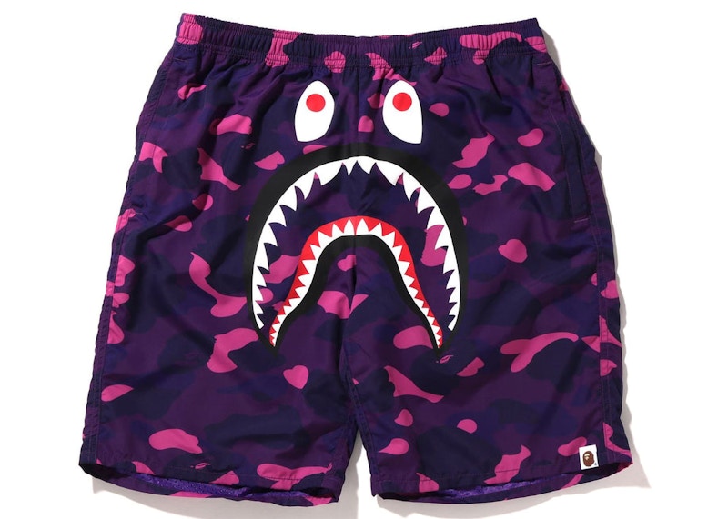 BAPE Color Camo Shark Beach Shorts (SS22) Purple