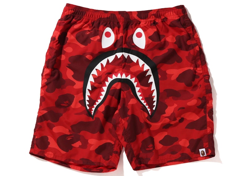 BAPE Color Camo Shark Beach Shorts (SS22) Red