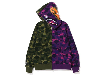 BAPE Color Camo Shark Full Zip Hoodie (FW22) Green Purple