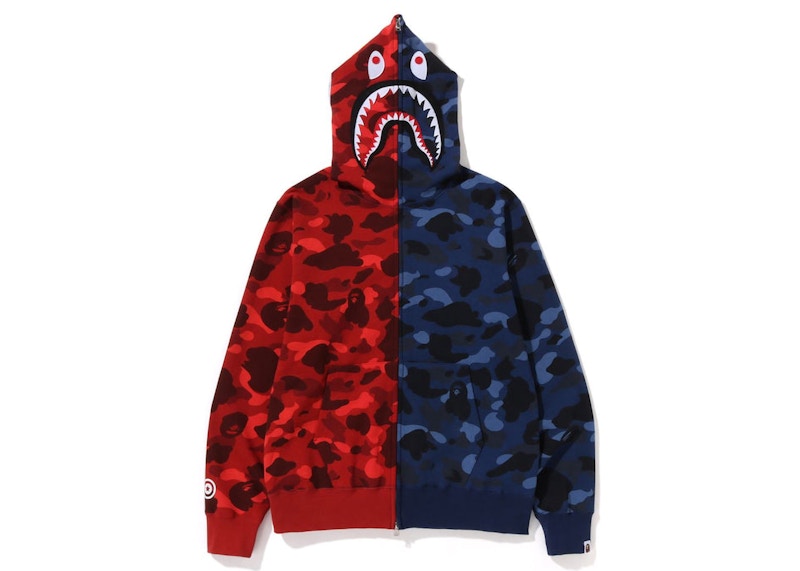 BAPE Color Camo Shark Full Zip Hoodie (FW22) Red Navy