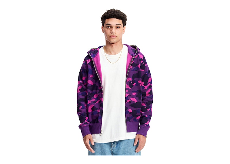 BAPE Color Camo Shark Full Zip Hoodie Purple