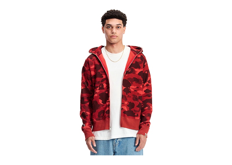 BAPE Color Camo Shark Full Zip Hoodie Red