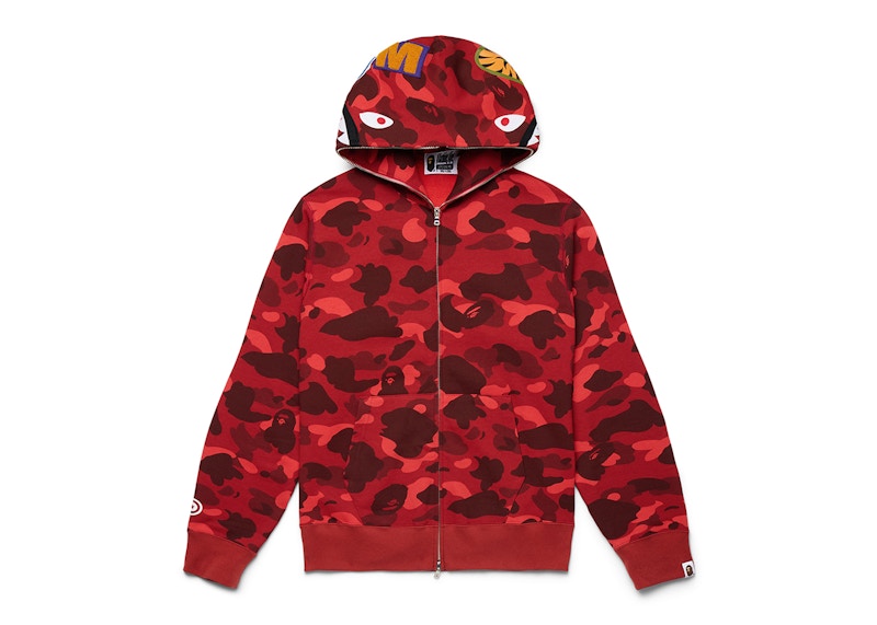 BAPE Color Camo Shark Full Zip Hoodie Red