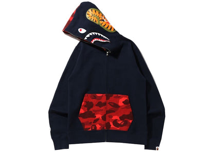 BAPE Color Camo Shark Full Zip Hoodie (SS22) Navy/Red