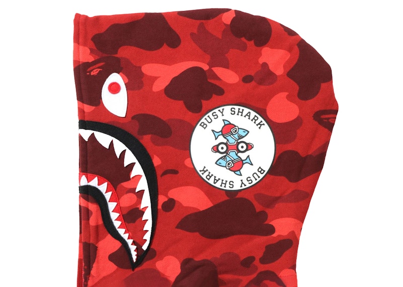 BAPE Color Camo Shark Full Zip Hoodie (SS22) Red