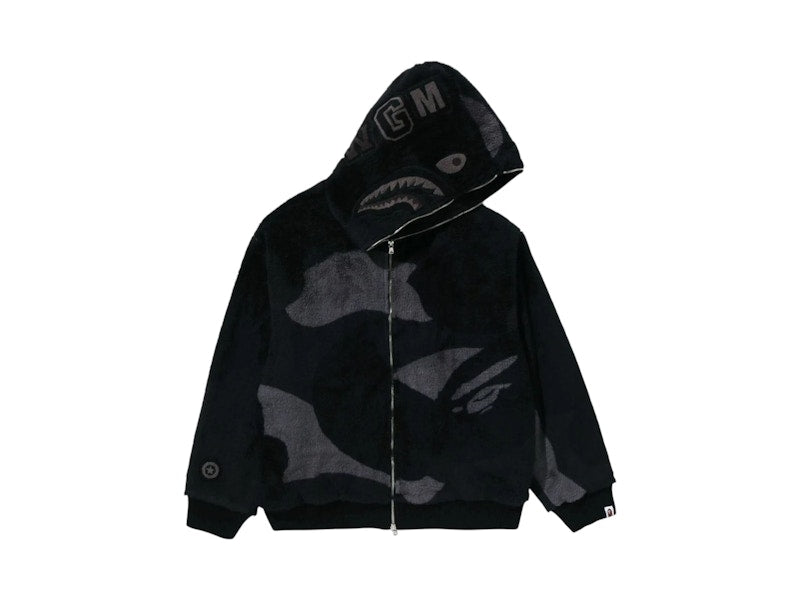 BAPE Color Camo Shark Full Zip Sherpa Men Jacket Black