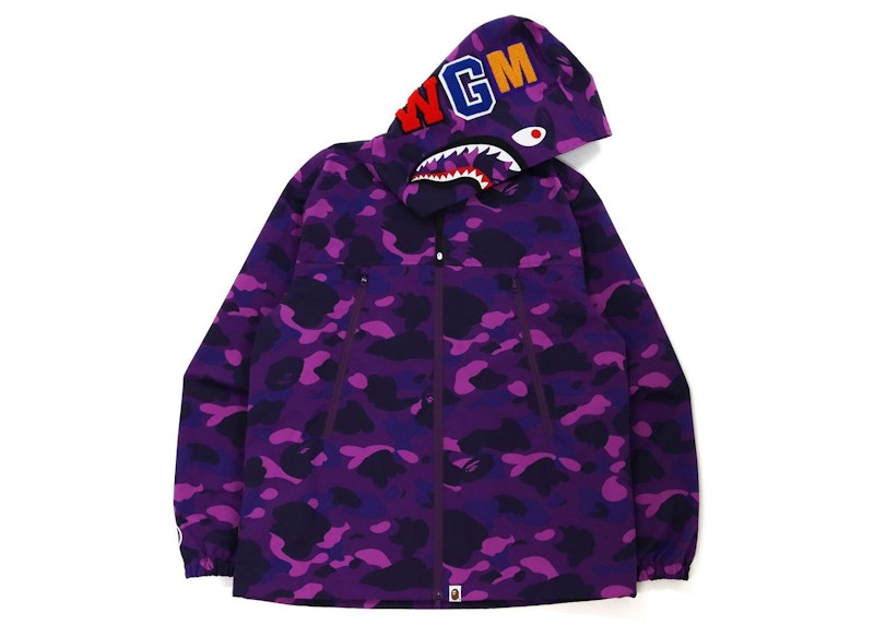 BAPE Color Camo Shark Hoodie Jacket (FW21) Purple