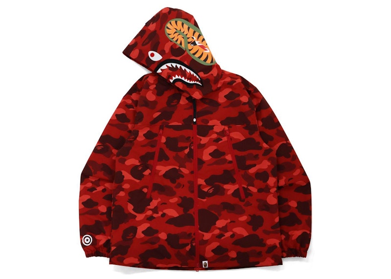 BAPE Color Camo Shark Hoodie Jacket (FW21) Red