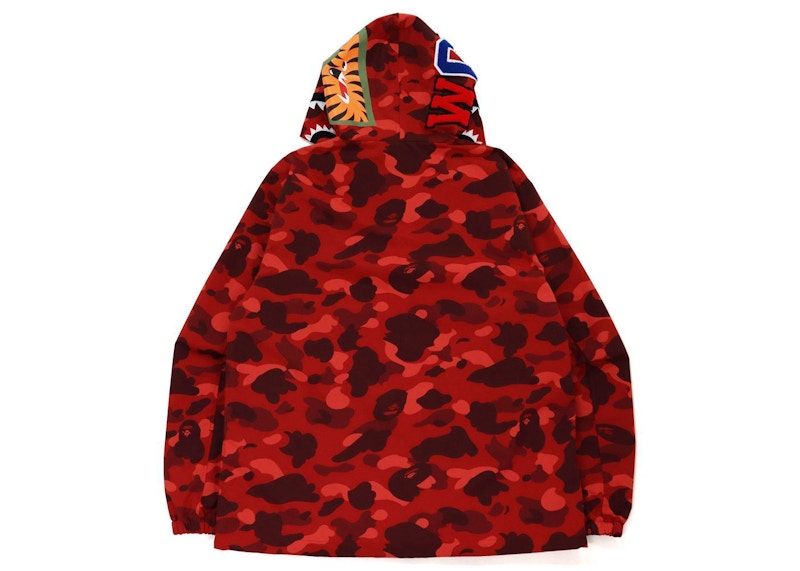 BAPE Color Camo Shark Hoodie Jacket (FW21) Red