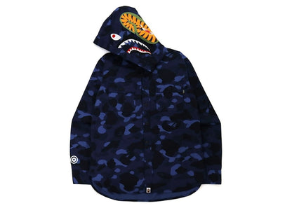 BAPE Color Camo Shark Hoodie Shirt (FW21) Navy