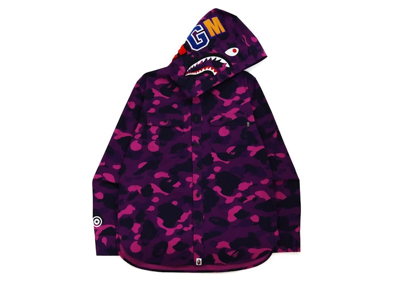 BAPE Color Camo Shark Hoodie Shirt (FW21) Purple