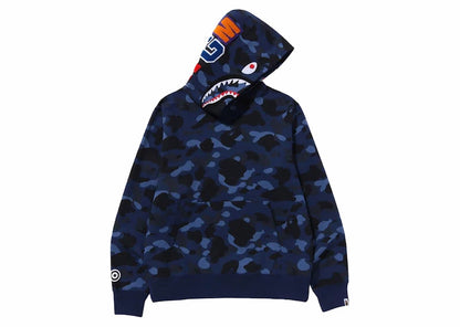 BAPE Color Camo Shark Pullover Hoodie Navy