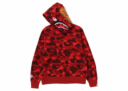 BAPE Color Camo Shark Pullover Hoodie Red