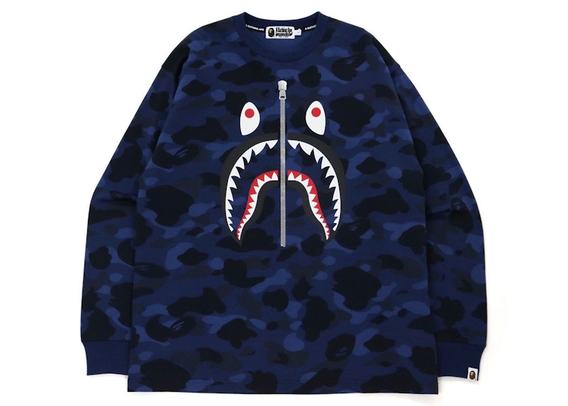 BAPE Color Camo Shark Relaxed Fit L/S Tee Navy