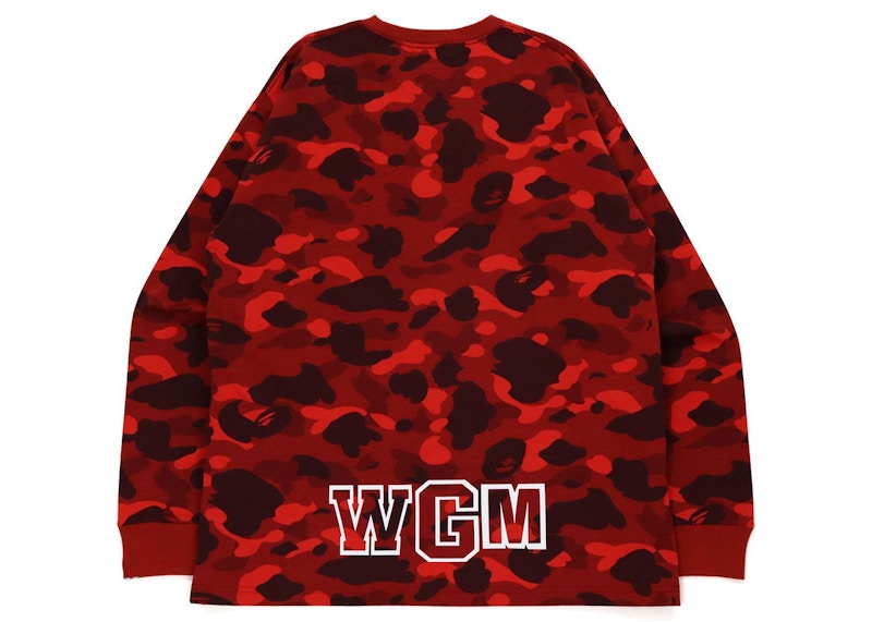 BAPE Color Camo Shark Relaxed Fit L/S Tee Red