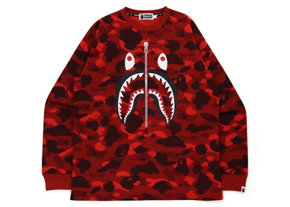 BAPE Color Camo Shark Relaxed Fit L/S Tee Red