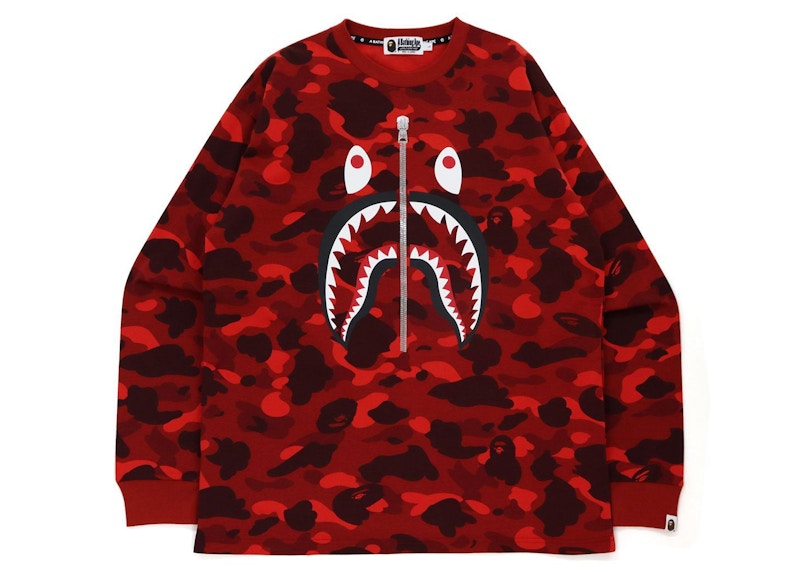 BAPE Color Camo Shark Relaxed Fit L/S Tee Red