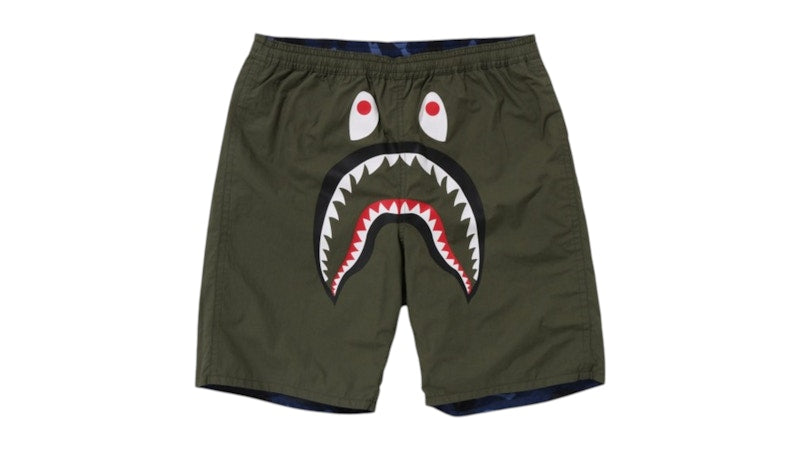 BAPE Color Camo Shark Reversible Shorts Navy Olive