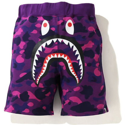 BAPE Color Camo Shark Sweat Shorts (SS21) Purple